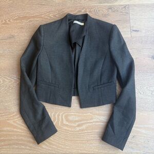 Alice + Olivia Black Cropped Open-Front Blazer